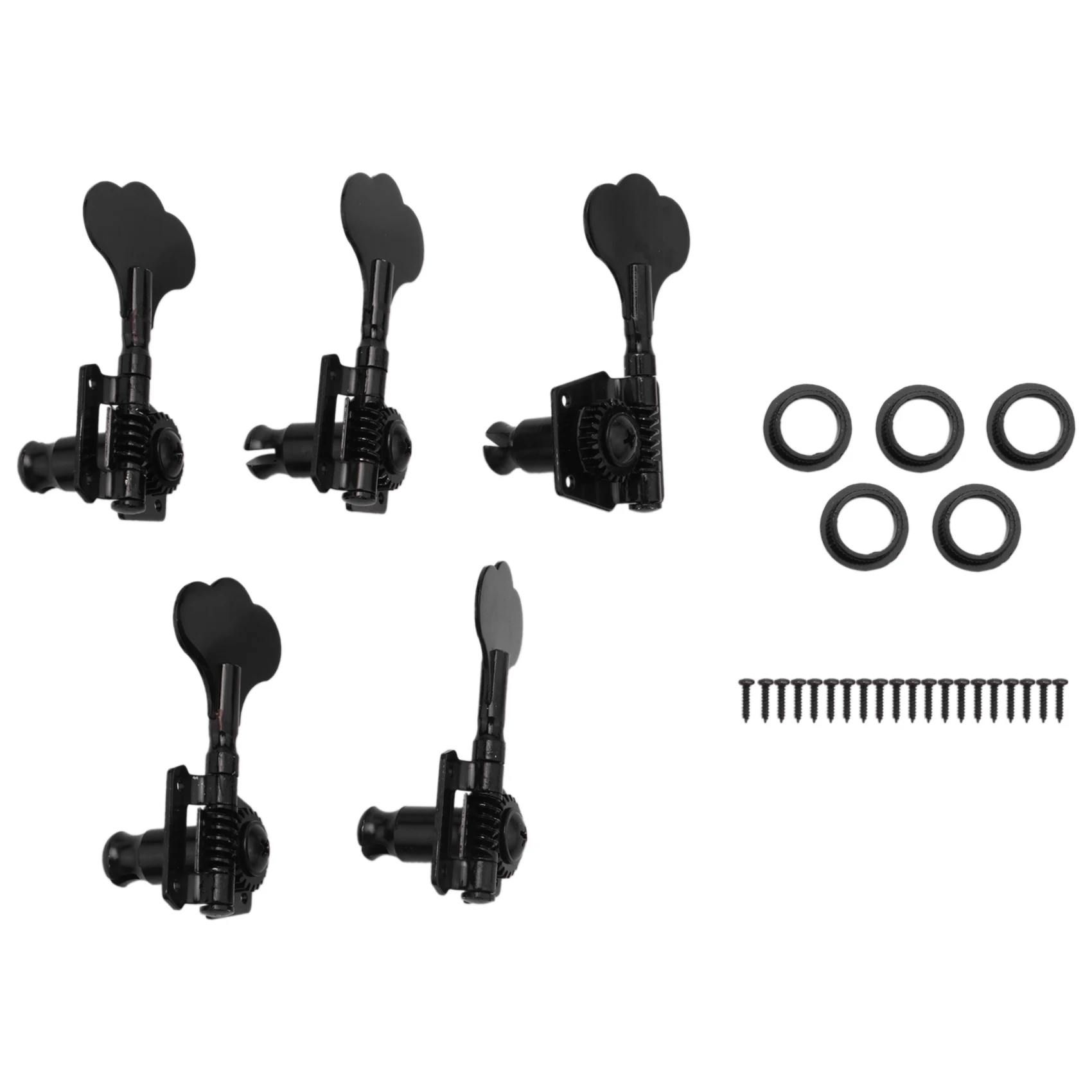 Budget-Friendly 5Pcs Guitar Accessory Vintage Open Bass Guitar Tuning Keys Pegs Machine Heads Tuners Black 1L4R For 5 Strings Ba