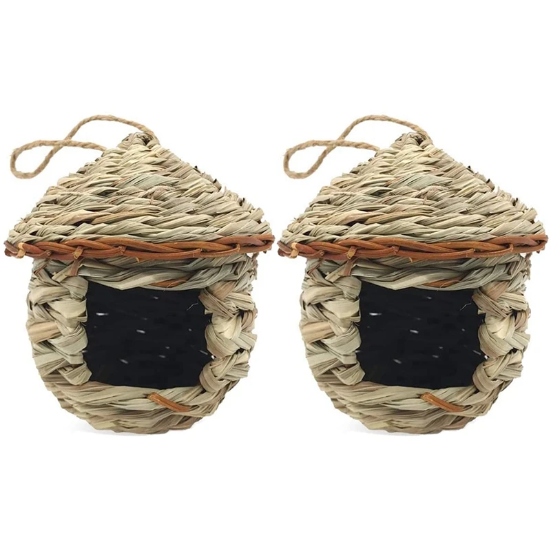 Bird House, Grass Hand Woven Birdhouses For Outdoors Hanging, Natural Bird Hut For Outside, Bird Houses