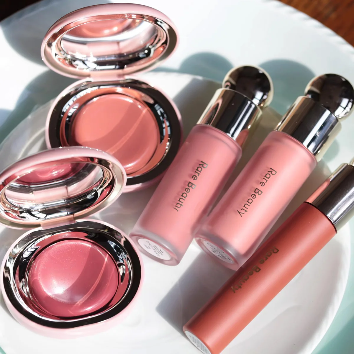 บลัชออนเนื้อลิควิดแบบสองหัว ลิปกลอสเนื้อผง ชุ่มชื้น กันน้ำ ลิปสติก ลิปกลอส แต่งหน้าง่าย