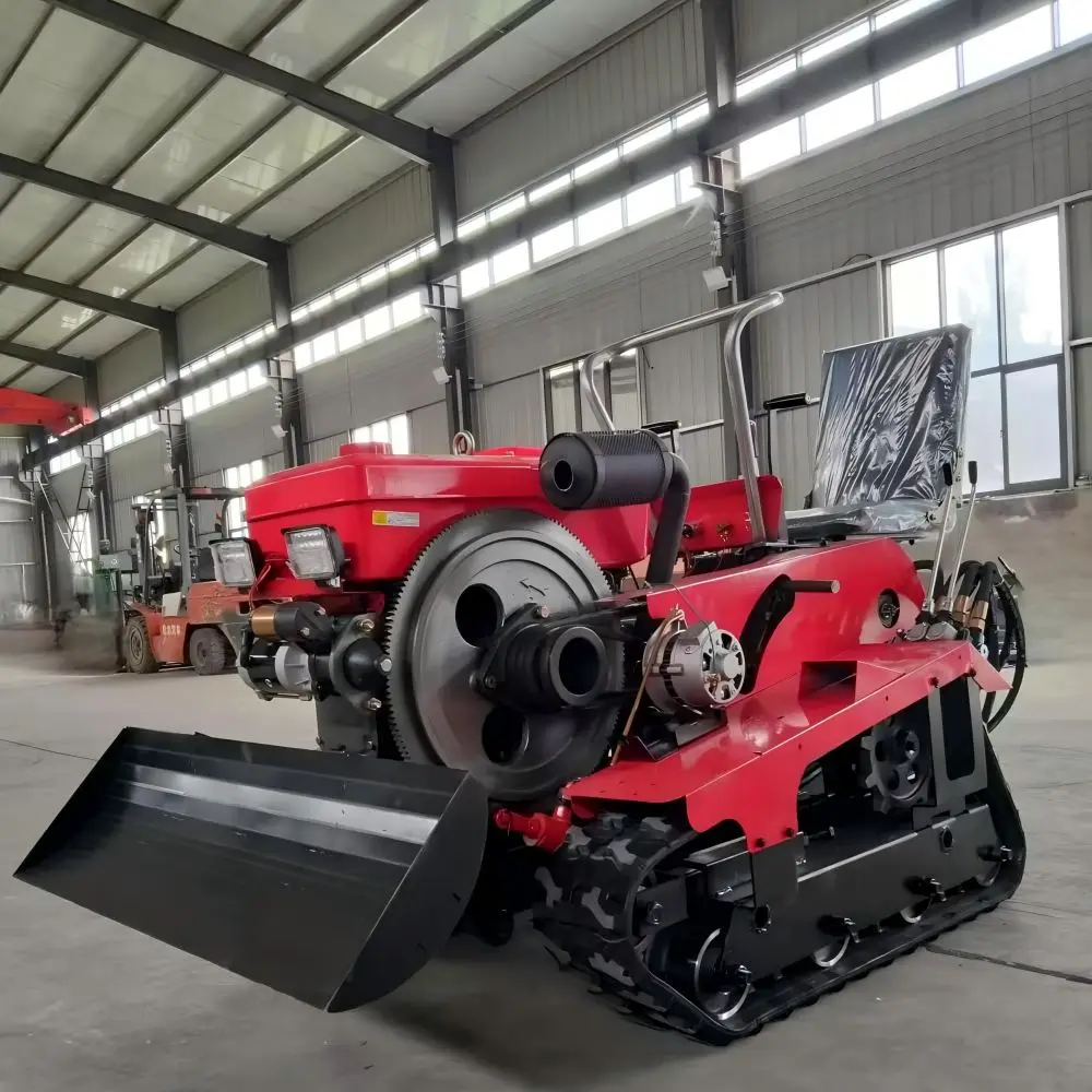 مزارع مجنزرة صغيرة يتم التحكم فيها عن بعد، معدات زراعية مجنزرة، جرار مجنزرة، البذر والحراثة الدوارة