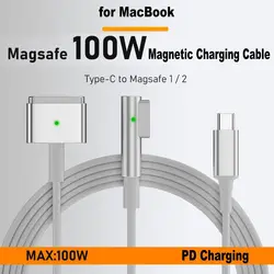 Magenetic PD Charging Cable Indicator Light 1.8M USB Type-C to Magsaf 1 2 Zinc Alloy 100W Charging Cord for Macbook Air Pro