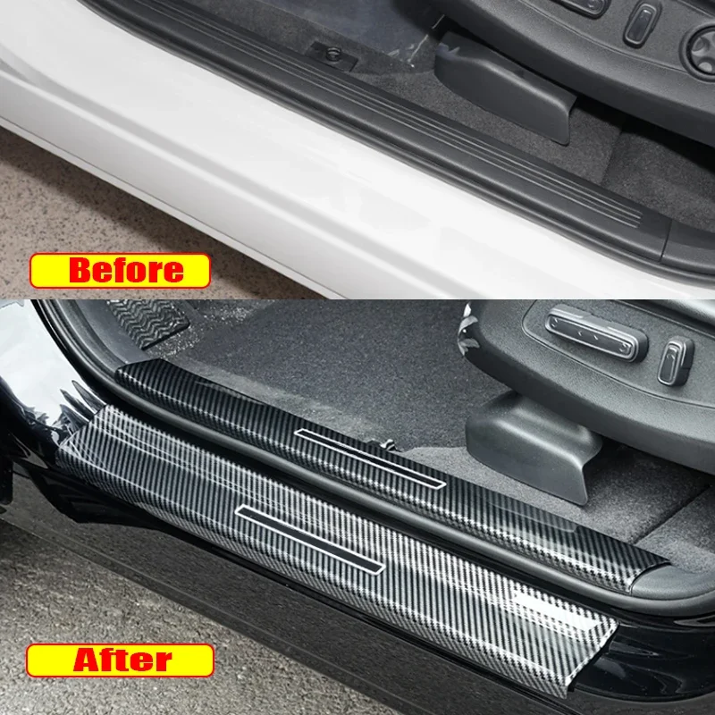 For Toyota Camry XV70 2018 2019 2020 2021 2022 23 Car External Door Sill Scuff Plate Cover ABS Carbon Fiber Threshold Trim Hood