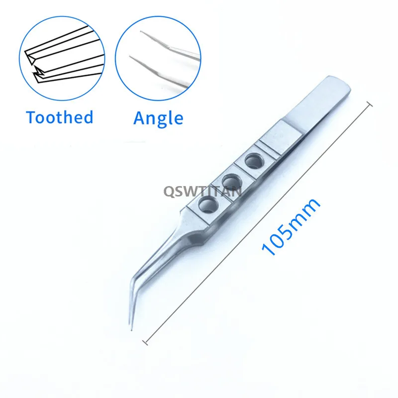 Micros Stainless steel Dovetailed Straight/Curved/Angle Head Tweezers Platforms 10.5CM Dental Ophthalmic Forceps