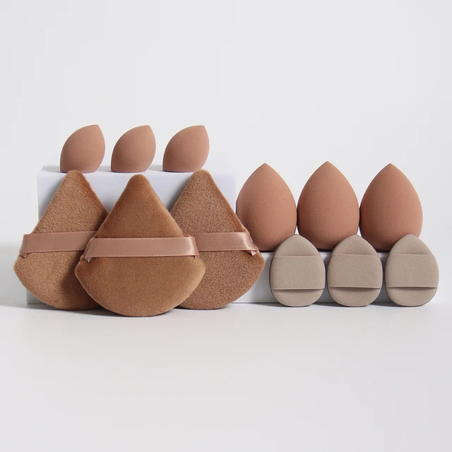 12-Piece All-Purpose Makeup Sponge Set, Made of 3 Loose Powder Puffs, 3 Mini Air Cushion Puffs, 3 Beauty Eggs and 3 Mini Beauty 3