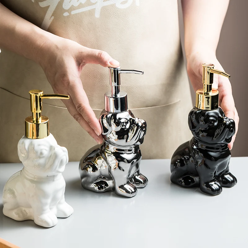280ml Liquid Soap Dispensers Creative puppy shower gel bottle Toilet ceramic hand sanitizer bottle Press sub bottle lotion