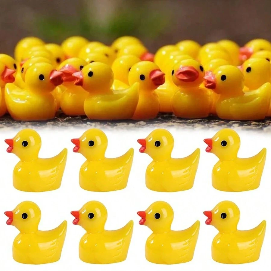 10/20/50/100Pcs Resin Mini Duck Miniature Figurines Ornaments Decor Yellow Animal Garden Crafts Tiny Duck Landscape Plants Fairy