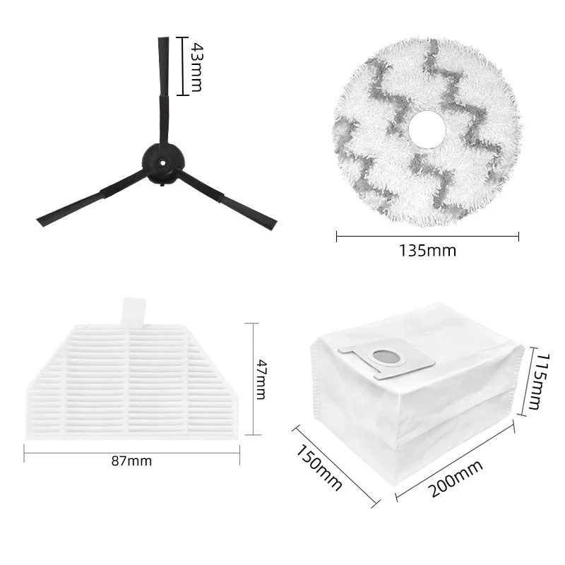 Accessories For（Xiaomi Roidmi EVA Self-Cleaning Emptying Robot Vacuum SDJ06RM）Main Side Brush Hepa Filter Dust Bags Mop Cloth
