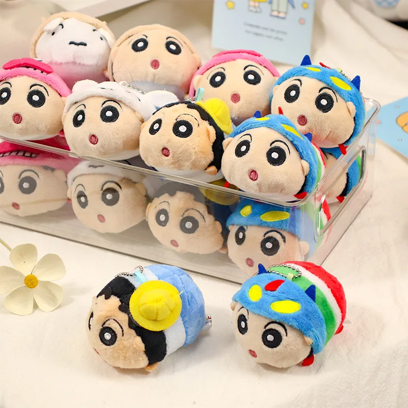 6 Types Cartoon Crayon Shin-Chan Nohara Shiro Pendant Keychain Plush Q-Version Big Head Earphones Zero Wallet Doll Gift