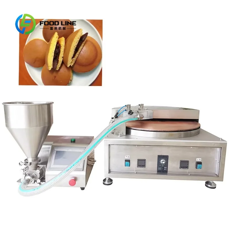 Custom Split Dorayaki Baking Unit Round Pancake Jam Filling Machine Stable Heating For Catering Business Local Snack Production