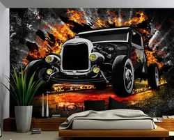 Hot Rod Tapestry Modified Car  Wall Hanging Art Bedroom Decoration Psychedelic   Curtain Background