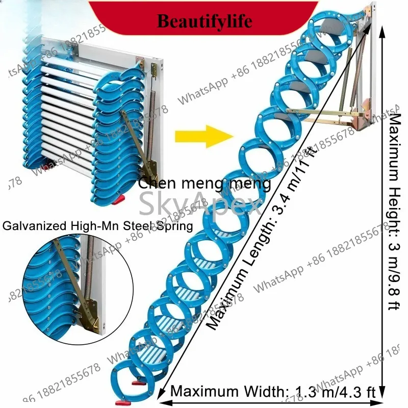 Z189 Custom Electric Attic Ladder Aluminium Folding Loft Stairs CE Certified Anti-slip  Easy  Install  Durable  For  Home  Villa