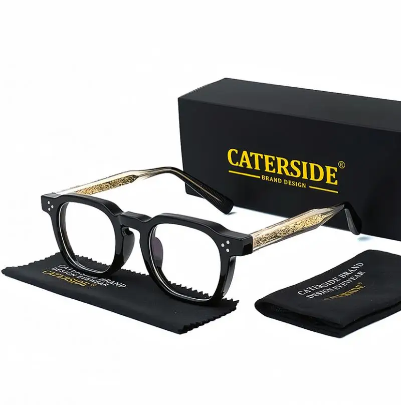 CATERSIDE Neue quadratische flache Lichtbrille für Männer und Frauen, Retro-TR-Rahmen-Brille, hochwertige Brillen, minimalistisch passend – Detail 3
