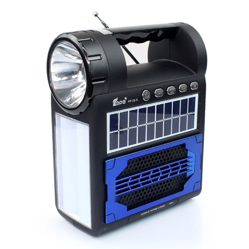 Emergency FM Radio Portable Solar Charging Outdoor Camping Light Overweight Bass Mono USB Port Built-In Speaker