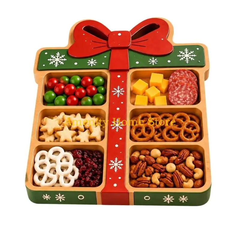 F26C Christmas Party Serving Tray with Multiple Compartments for Family Gatherings, Classroom Parties, and Table Displays