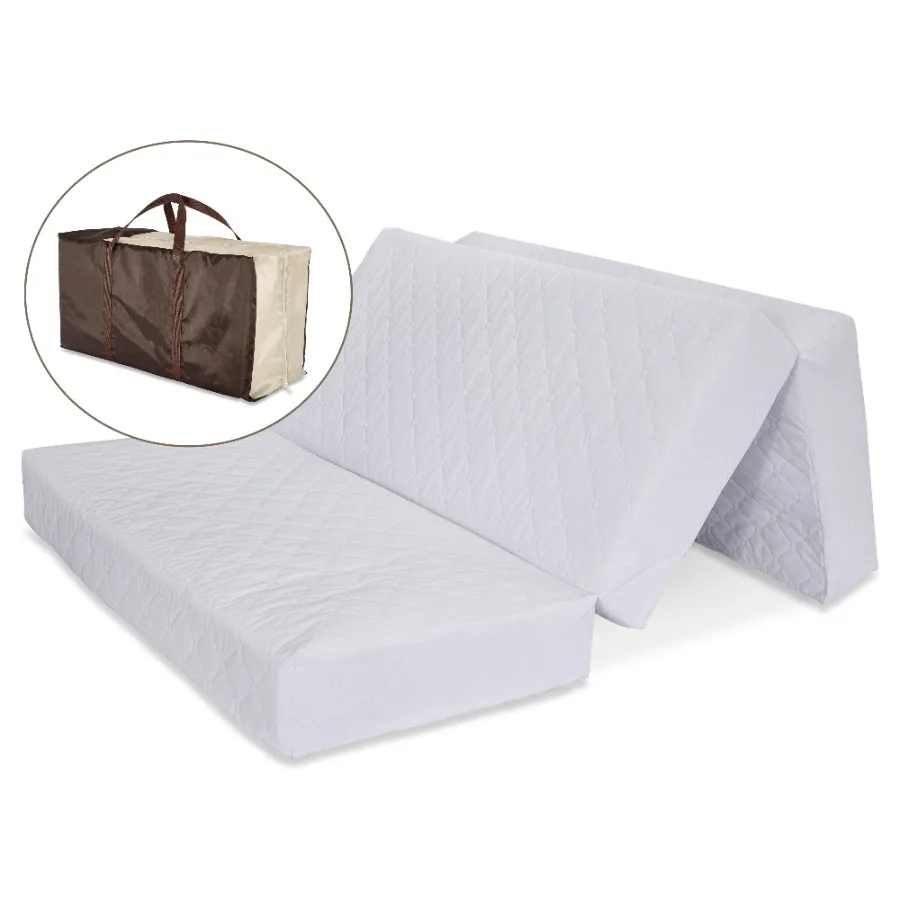LA Baby Folding 2" Portable Crib Mattress Playmat with Travel Carry Case Infant and Toddler