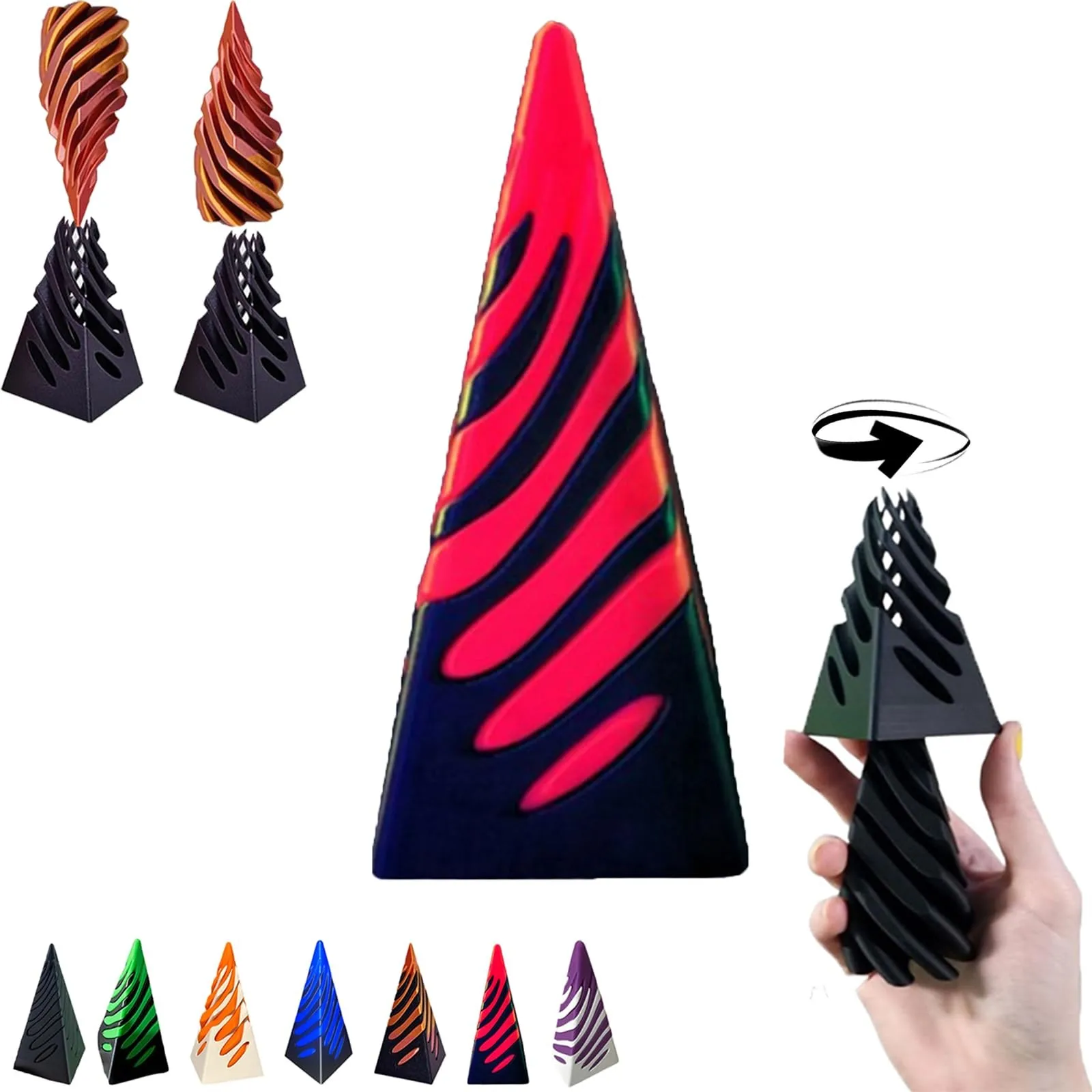 3D Printed Spiral Cone Toy Impossible Pyramid Passthrough Sculpture Pass Through Pyramid Toy Mini Vortex Thread Illusion GIFT