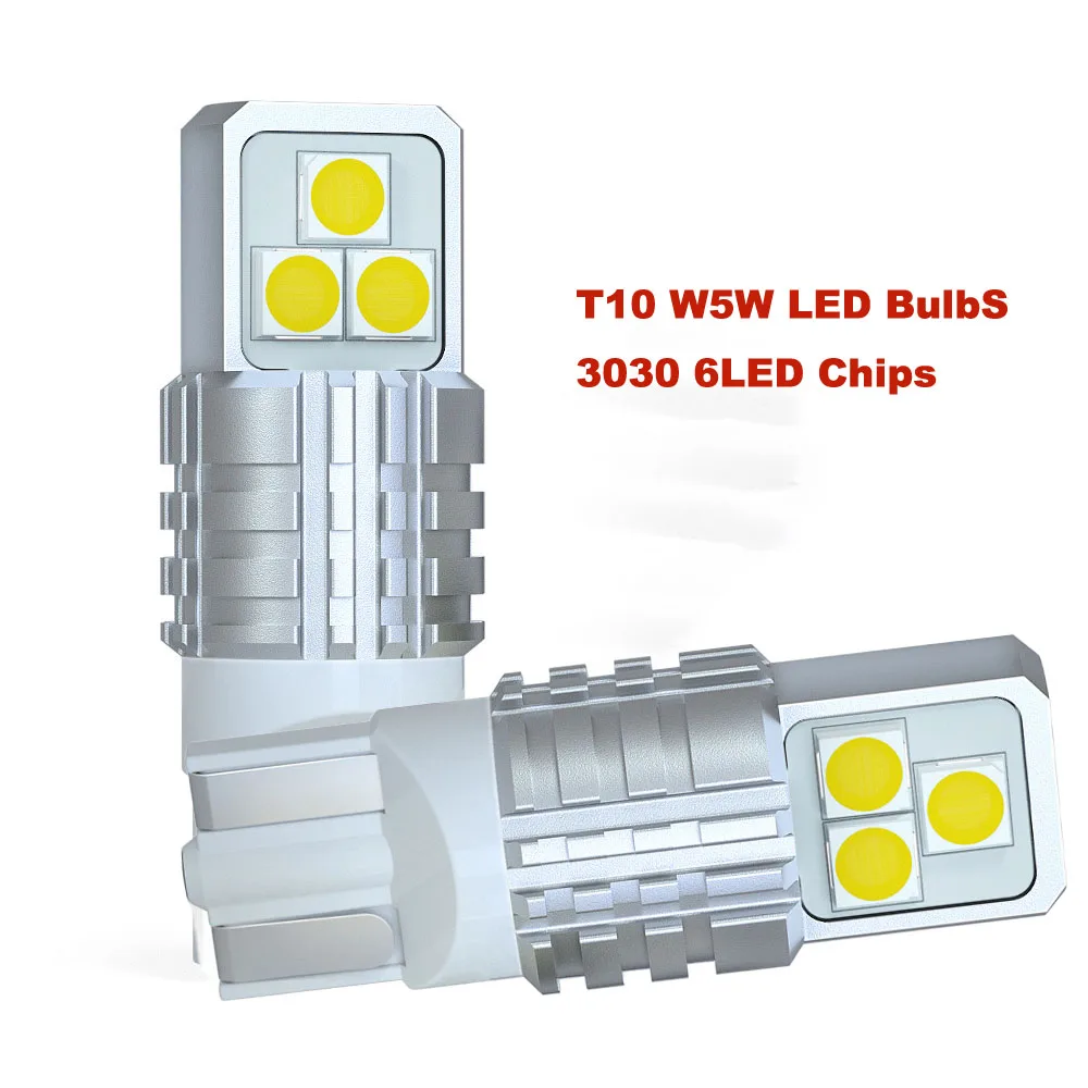 2X T10 LED W5W 168 194 192 Signal Light Reading Dome Lamp Silica LED Car Marker Wedge License Plate Light 3030 6SMD LED Bulb 12V