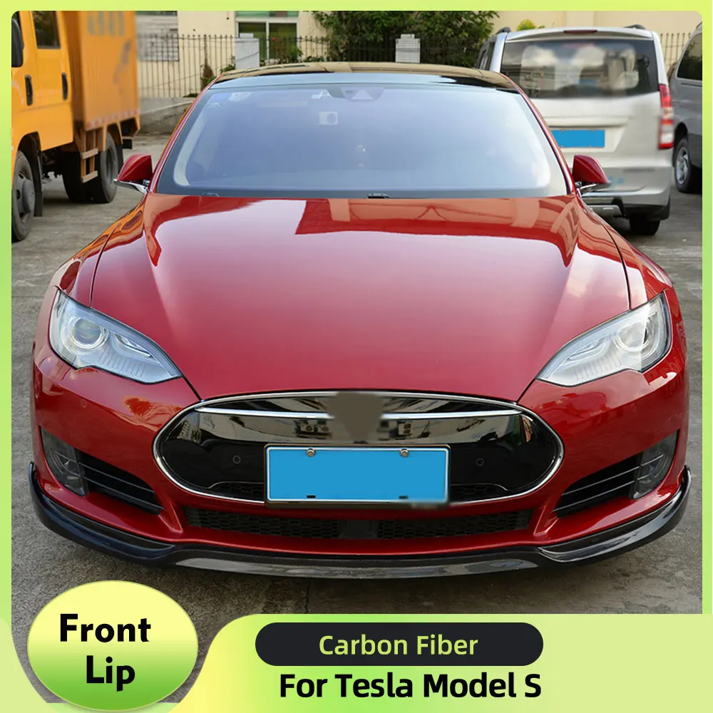 Przedni zderzak samochodowy Spoiler spoilera do Tesla Model S Sedan 4-drzwiowy 2012-2016 Osłona zderzaka Zestawy karoserii z włókna węglowego / FRP