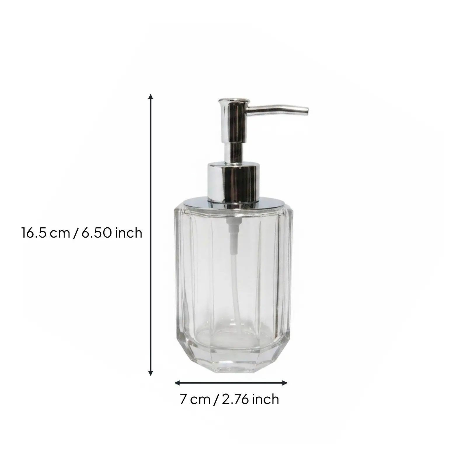 Refillable Crystal Soap Dispenser with Storage Tray for Bathroom Accessories and Modern Hotel Vanity Decor Piece