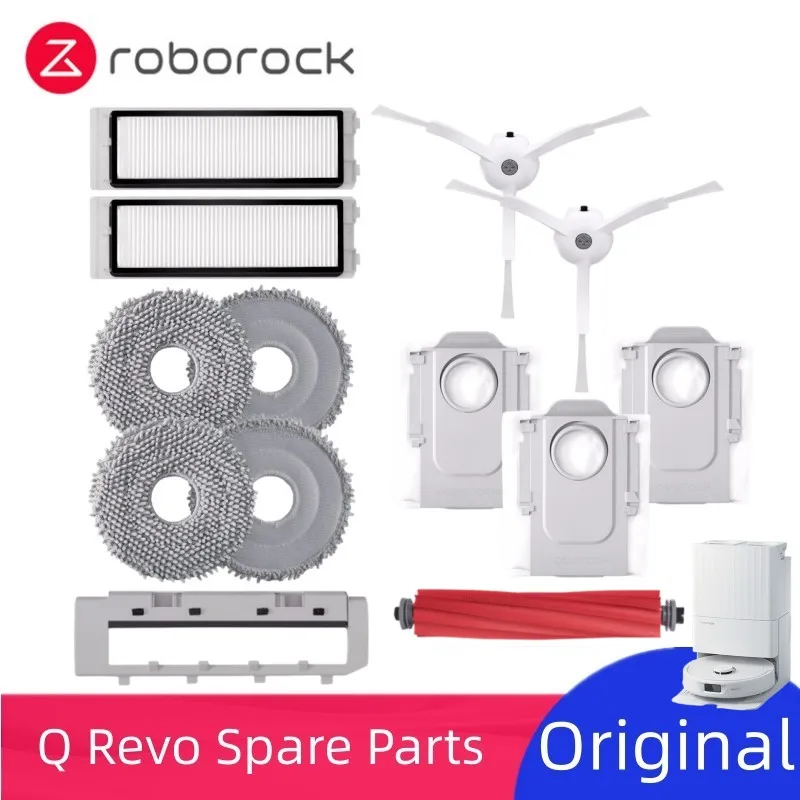 אביזר לרובוט השואב אבק רובורוק Q Revo לבן מקורי של מסנן ניתן לשטיפה, מברשת ראשית / צדדית, שקית אבק, חלקי מכונת ניקוי רובוטית אופציונליים