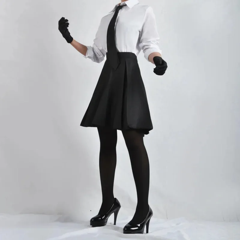 Akiko Yosano Cosplay Bungo Stray Dogs Costumes Sexy Insane Uniform Shirt Skirt Tie Wig Glove Stocking Costume for Women C GJb;4.