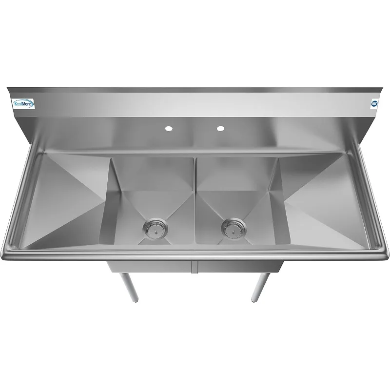 KoolMore - SB141611-12B3 2 Compartment Stainless Steel NSF Commercial Kitchen Prep & Utility Sink Bowl Size 14