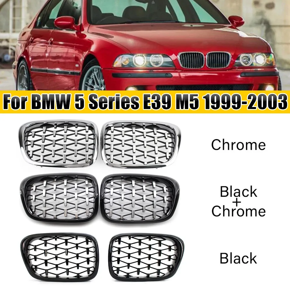 

For BMW 5 Series E39 525 528 530 535 1999-2003 Car Grille Front Kidney Grill Diamond Style Silver Black 51137005837 51137005838