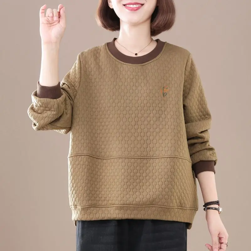 2023 New Spring and Autumn Fashionable Retro Fashion Round Neck Print Loose Casual Pullover Long Sleeve Oversize Sweater