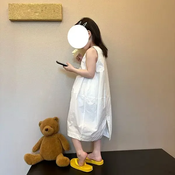 

Корейская юбка-жилет для девочек, повседневная свободная простая цветная юбка миди принцессы доктора, детская одежда, летняя юбка