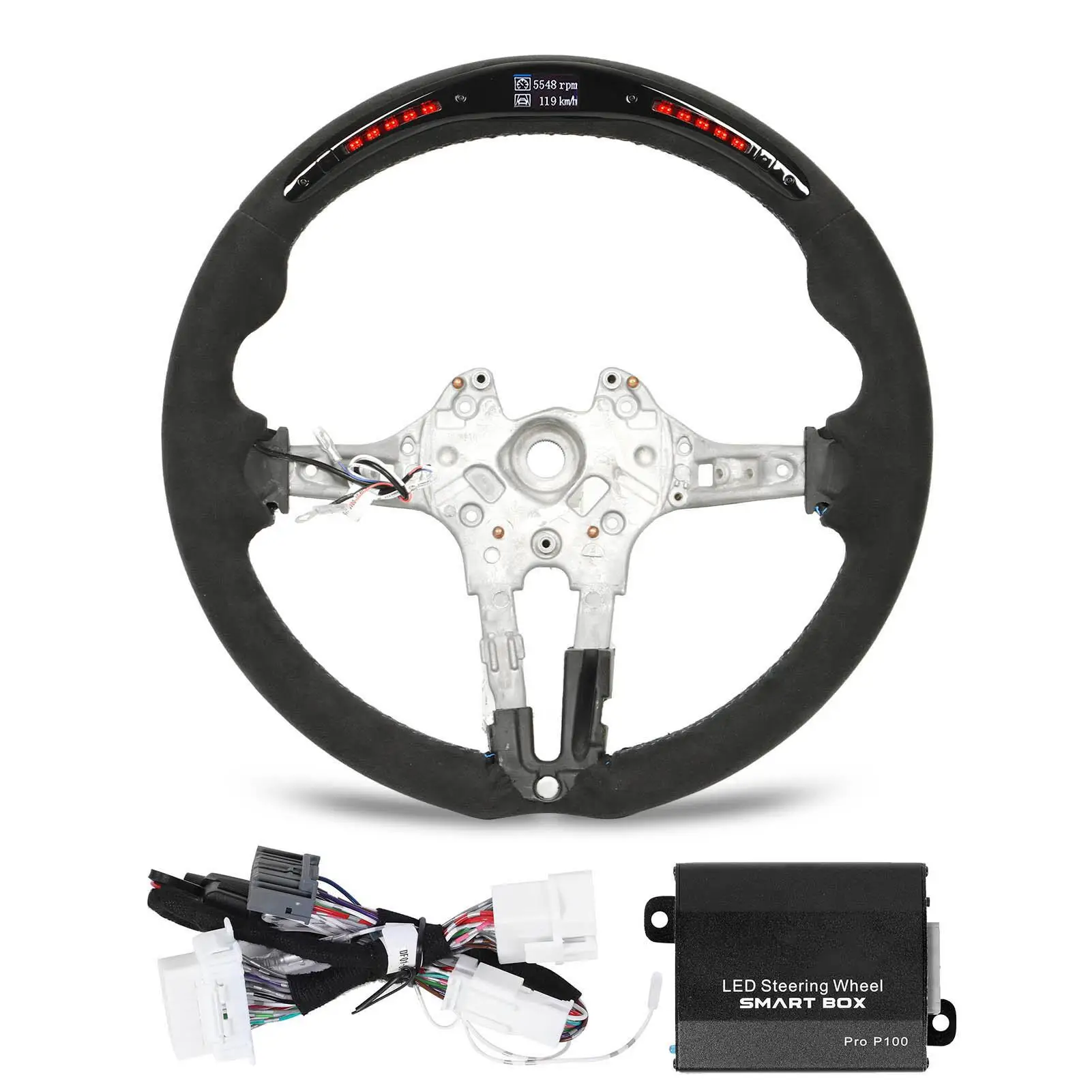 

Racing Steering Wheel LCD Display Flat Bottom 500 To 9900RPM LED Steering Wheel Blue Stitching for f20 F22 F30 F32 F15 F16
