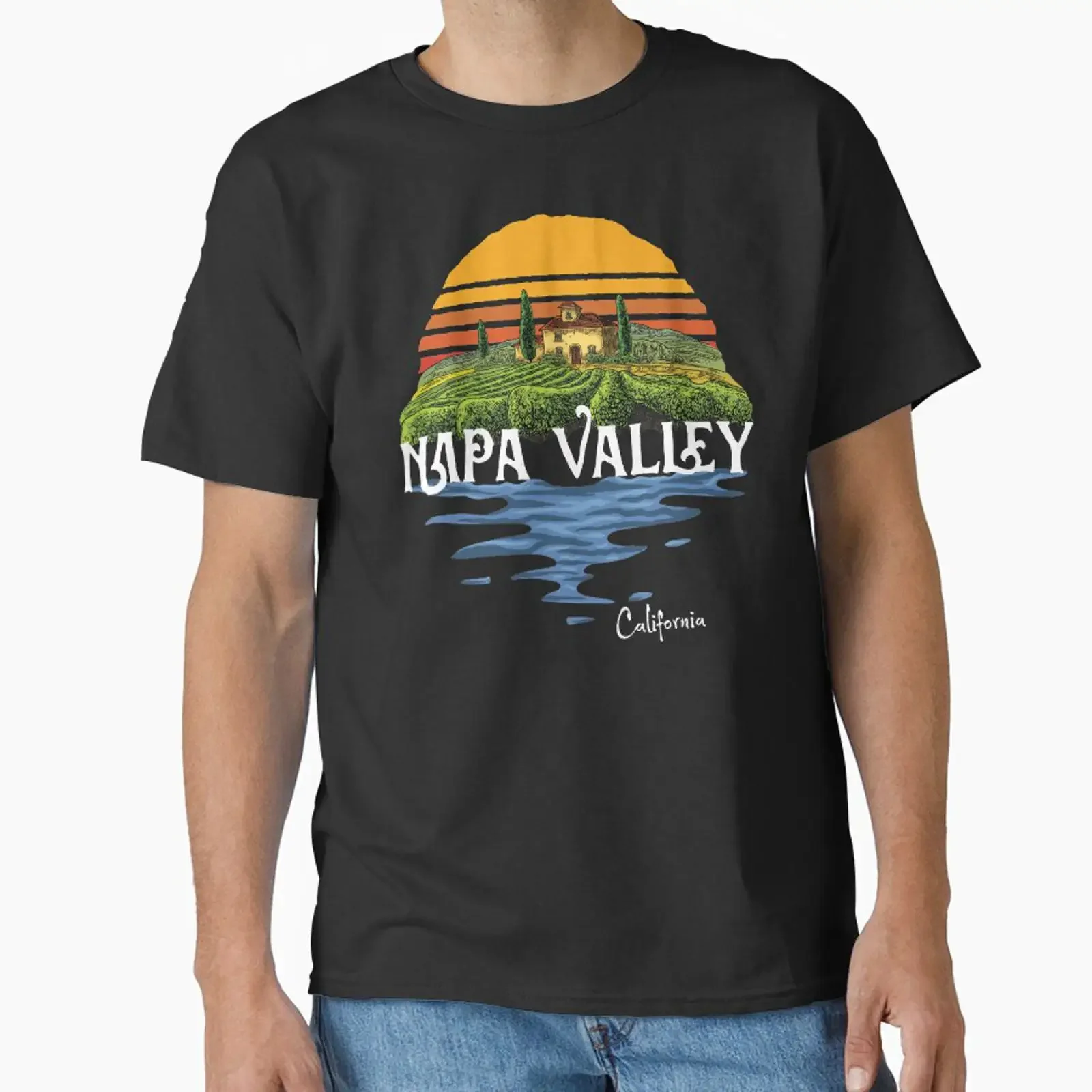 Vintage Napa Valley Winery California Souvenir klassisches T-Shirt im Vintage-Stil, gewaschenes Unisex-Oberteil für den Alltag, grafisch, vielseitig einsetzbar