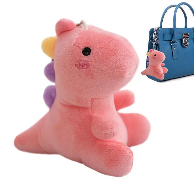 Dinosaur Design Plush Keychain Cute Soft Cartoon Stuffed Animal Key Chain Backpack Handbag Pendant Doll Toy For Kids Adults