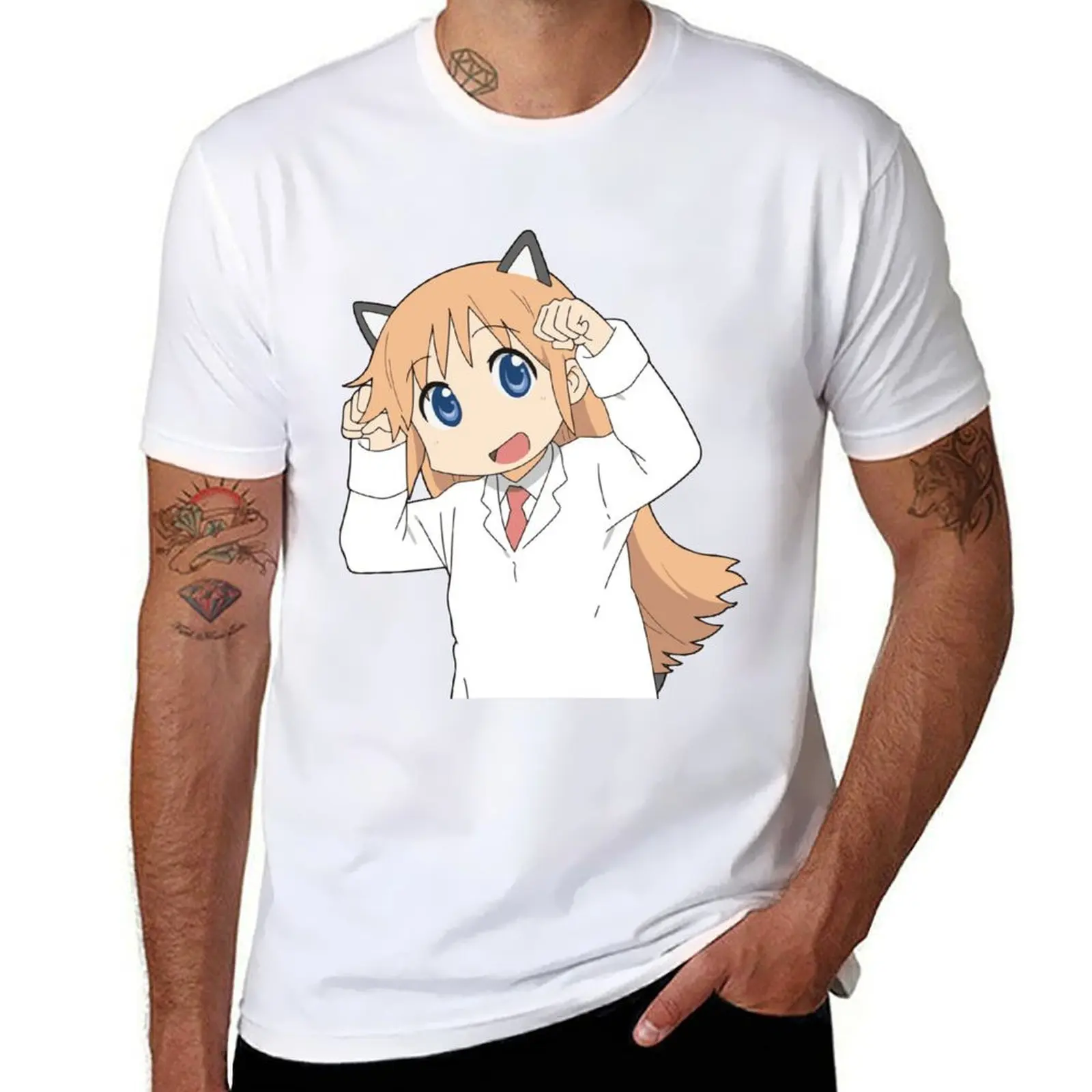 

Nichijou | Hakase Neko T-Shirt anime tshirt t shirt for man T-Shirt