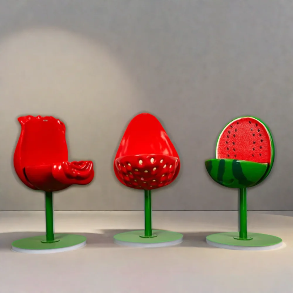 Park creative strawberry leisure stool decoration simulation fruit fiberglass seat plant chair sculpture