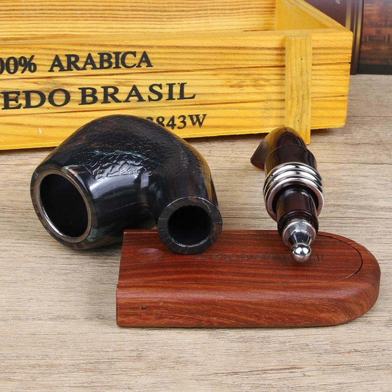 New Resin Wood Smoking Pipe Snake Scale Bent Pipes Chimney Glown Tobacco Pipe Tube Cigar Grinder Smoke For Men\'s Gifts Smoking