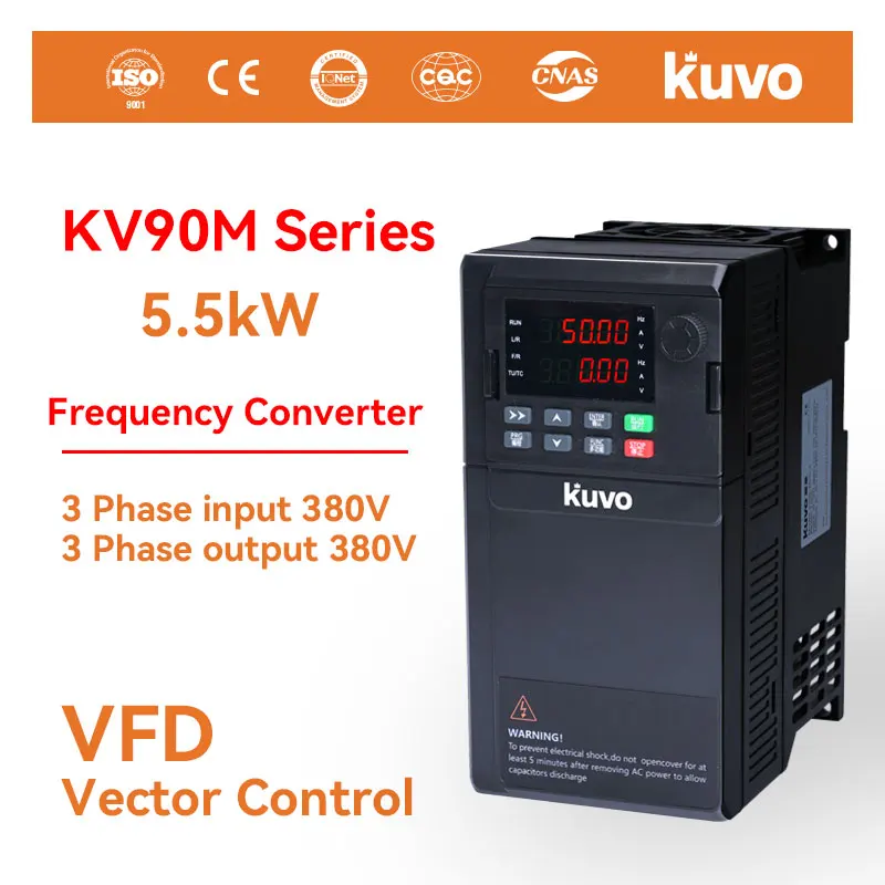

KUVO 5,5 кВт промышленный инвертор 380 В, регулятор скорости векторного двигателя для тяжелых нагрузок, привод с переменной частотой (VFD)