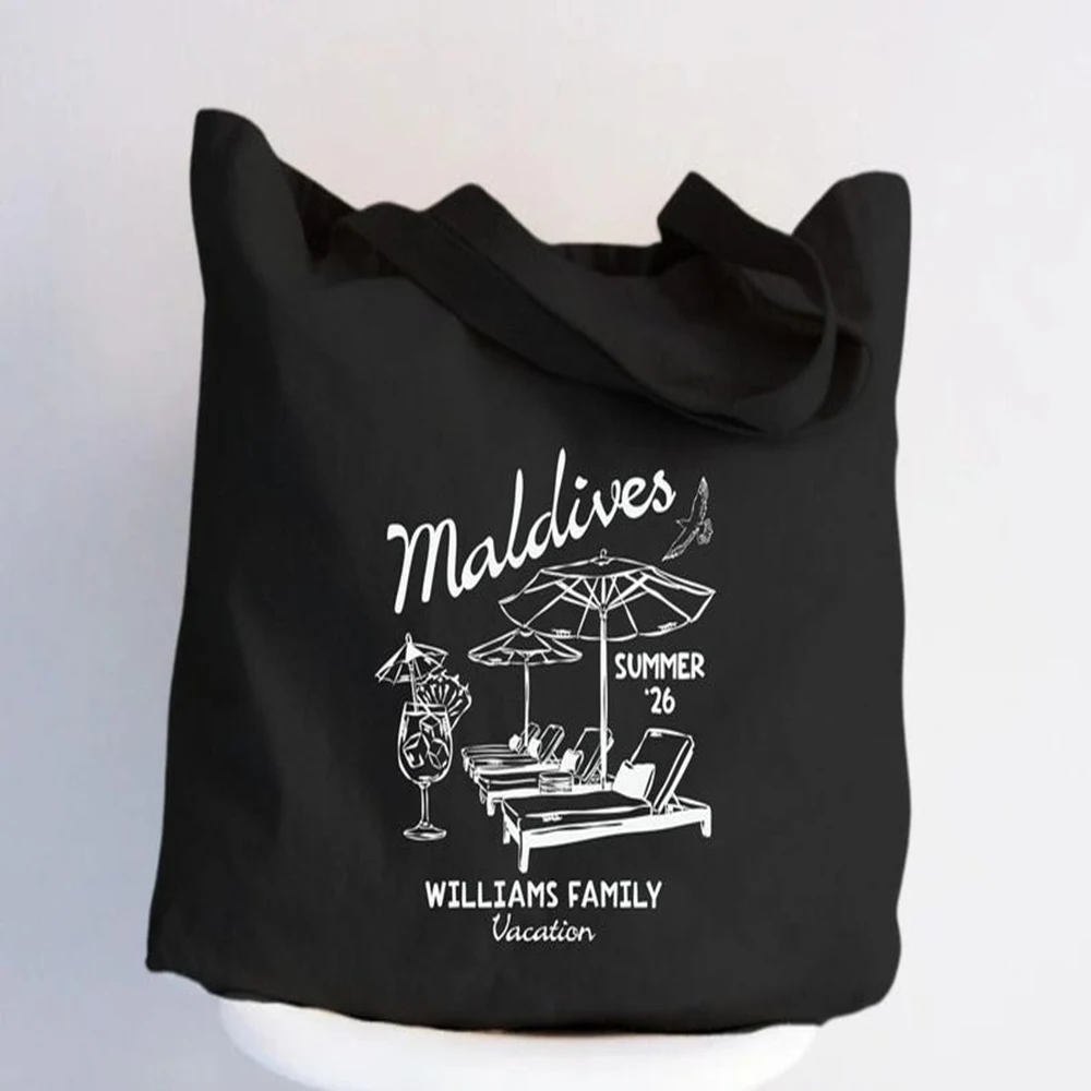 

Custom Family Vacation Bag Coastal Summer Canvas Bag Large Capacity Travel Handbag Girls Trip 2026 Gift