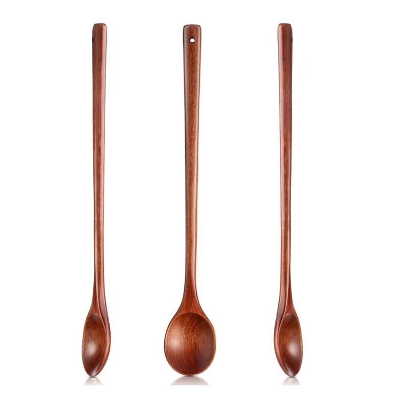 ช้อนไม้ A45M 3 ชิ้น ช้อนคนอาหาร ช้อนเสิร์ฟซุป ด้ามยาว สำหรับครัว ใช้คนอาหาร เสิร์ฟอาหาร ทำอาหาร