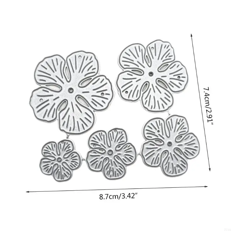 77JB 5PCS/ชุดดอกไม้กลีบดอก 3D การนูนการตัดโลหะตาย stencil diy