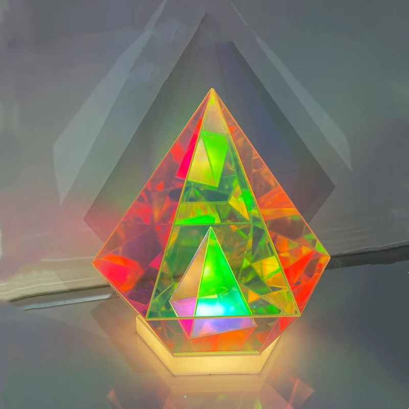 LED 3D Pyramid Cube Night Light USB Color Dimming Ambient Light Living Room Bedroom Bedside Decorative Table Lamp Birthday GifT