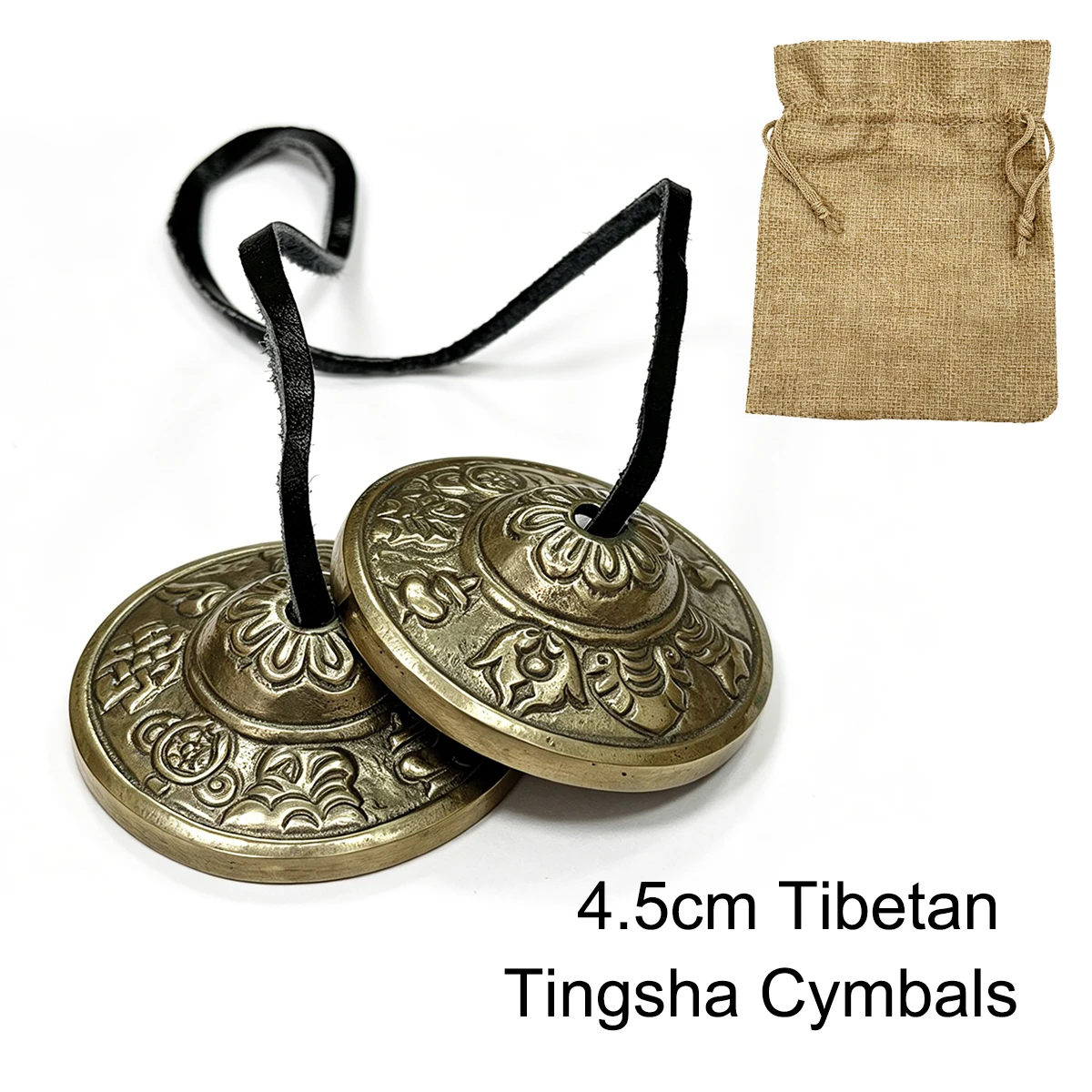 

Miwayer 4.5cm Tibetan Tingsha Cymbals – White Copper, Handmade, 2cm Height, 88g, with Cotton Pouch, for Meditation Yoga Mindfuln