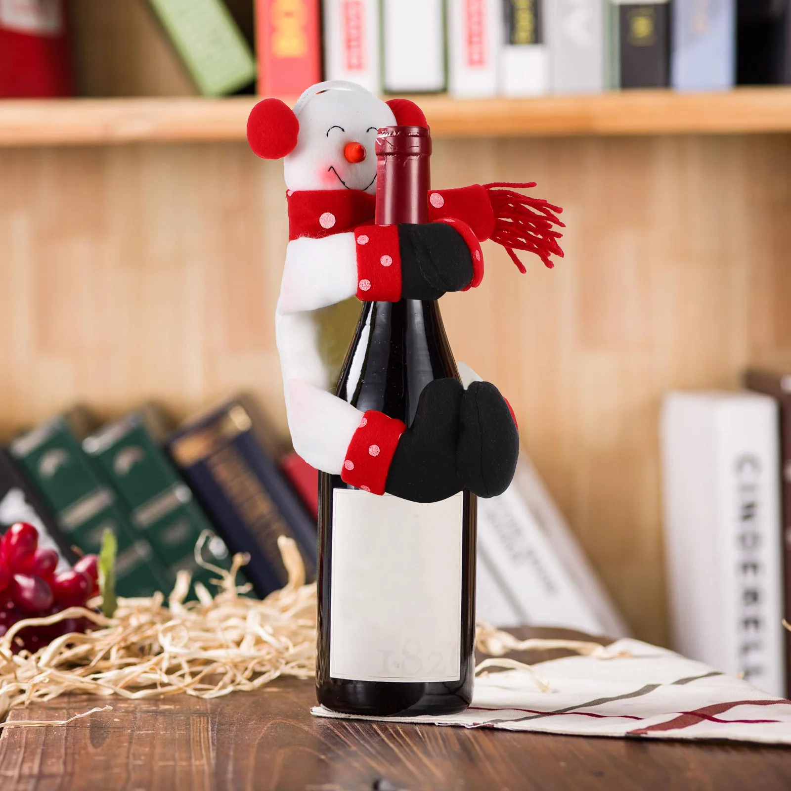 

Christmas Bottle Cover Snowman Holder Kitchen Table Xmas nament Wrapper Reusable Gift