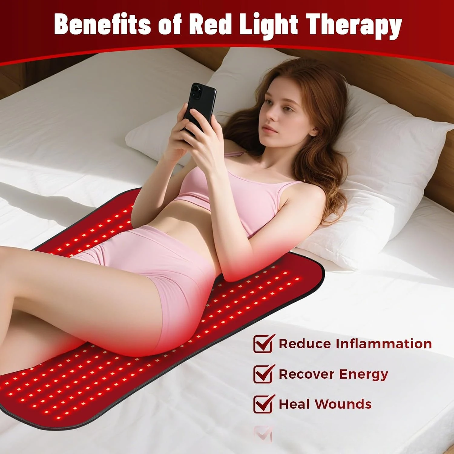 حصيرة العلاج بالضوء الأحمر، 42 - مراجعة Red Light Therapy Mat Full Body وسعره