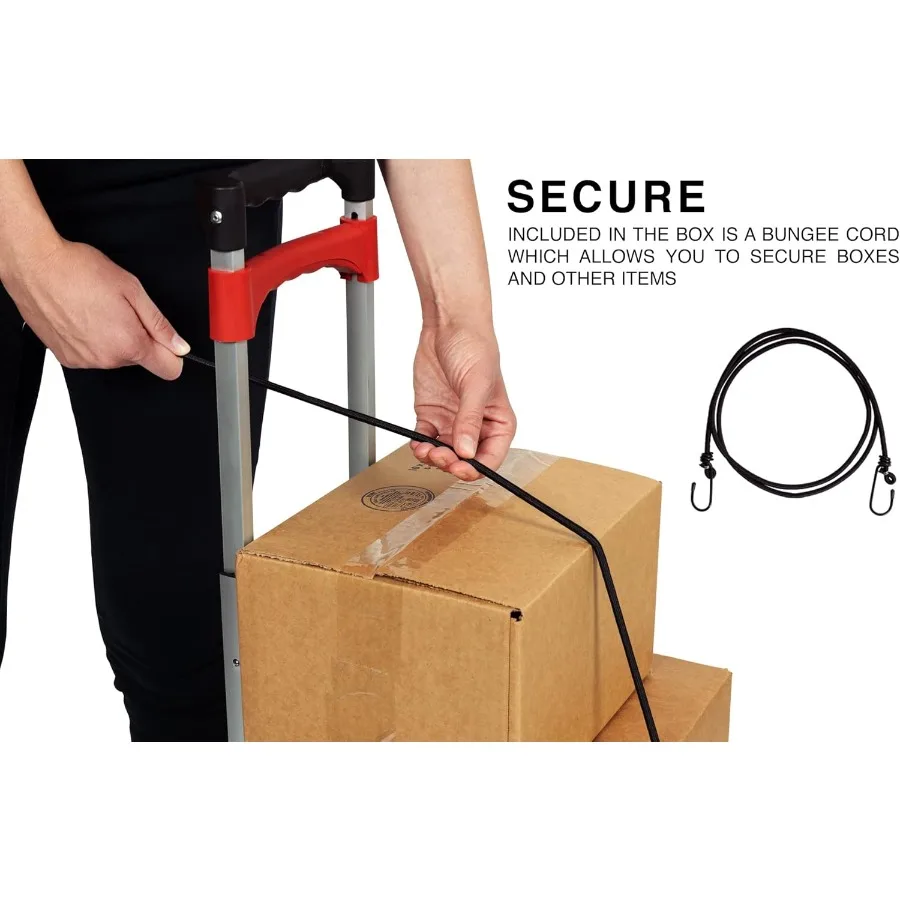 Vergo Industrial 100ポンド容量 パーソナル折りたたみハンドトラック ドリーカート 伸縮ハンドル付き 軽量アルミニウム製 折りたたみ式 C