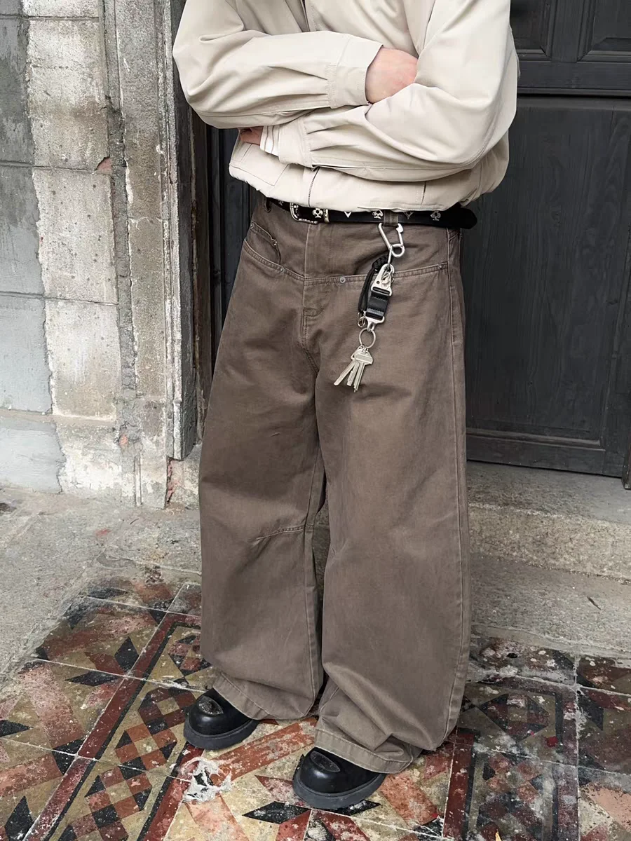 

Ретро-американские брюки-слэшеры в стиле рабочей одежды, унисекс, с 3D-шитьем, свободные широкие брюки-слэшеры в стиле барн-слэшер, повседневные