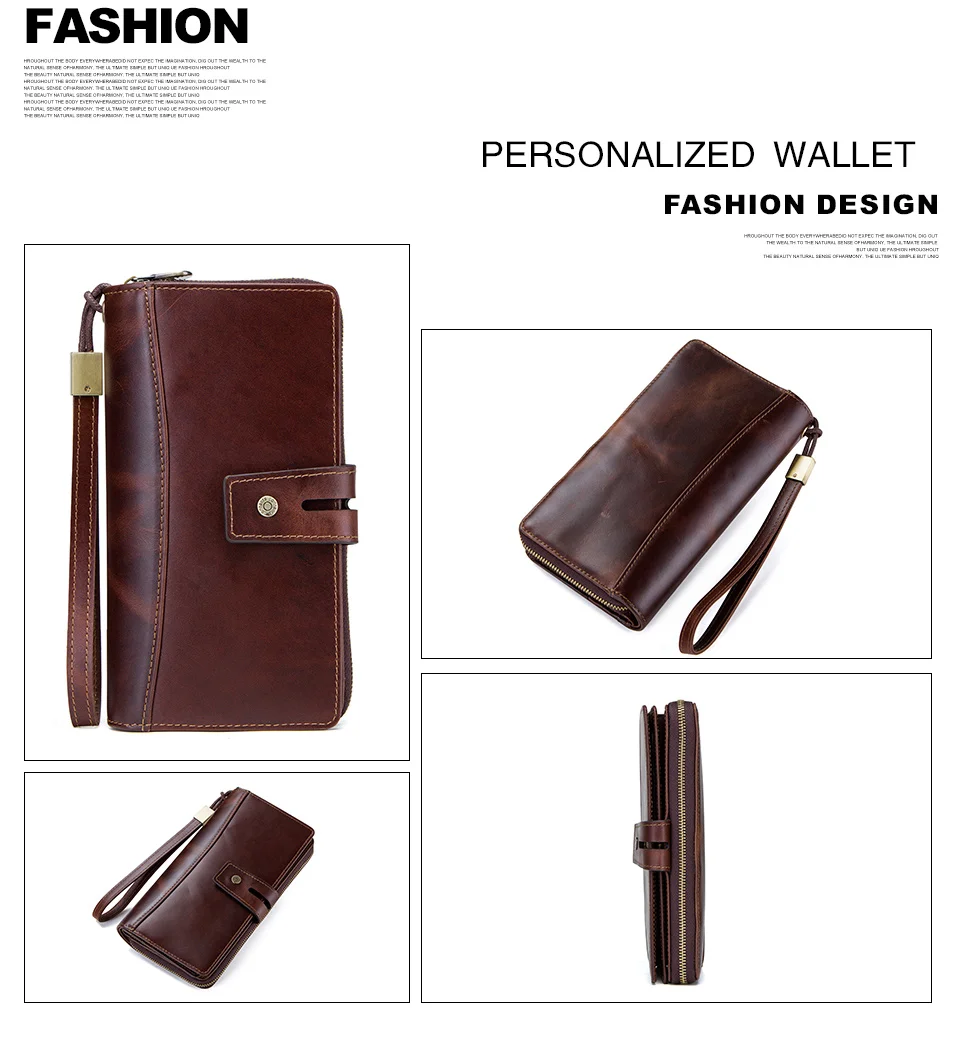 CONTACT'S Clutch-Taschen aus echtem Leder für Herren, lange Vintage-Handtaschen mit Reißverschluss, Kartenhalter, Münzgeldbörsen, Geldklammer, Herren-Geldbörsen – Detail 3