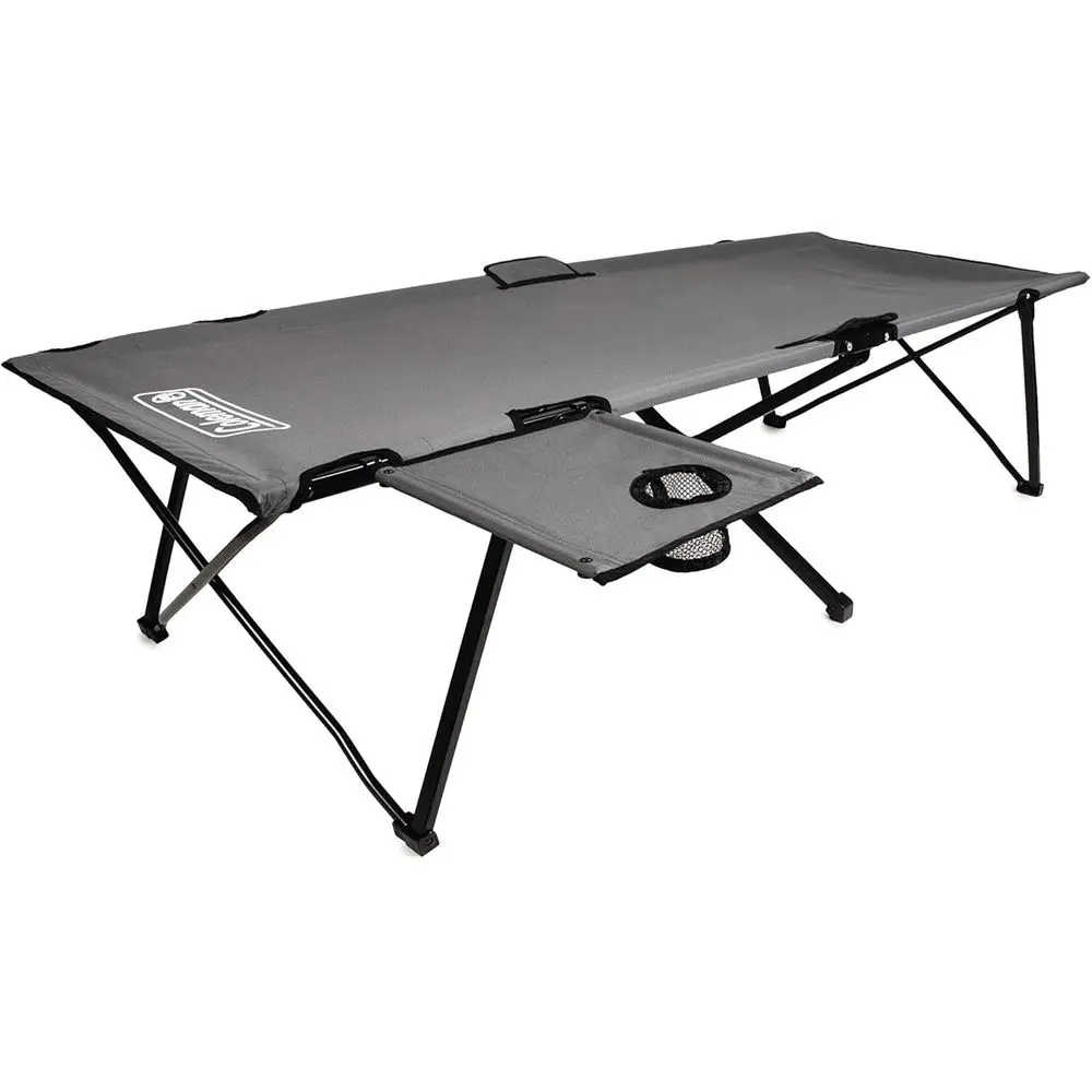 

Extra Wide Portable Camping Cot with Side Table for Adults up to 300lbs, Carry Bag Included