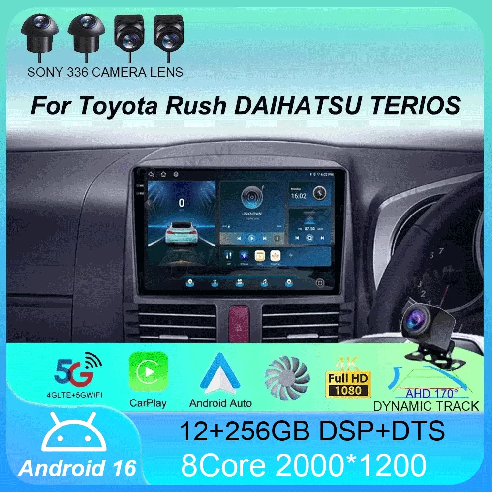 Android 16 Car Radio For Toyota Rush DAIHATSU TERIOS Navigation GPS Multimedia Video Player Stereo Wireless Carplay Auto wifi+4G