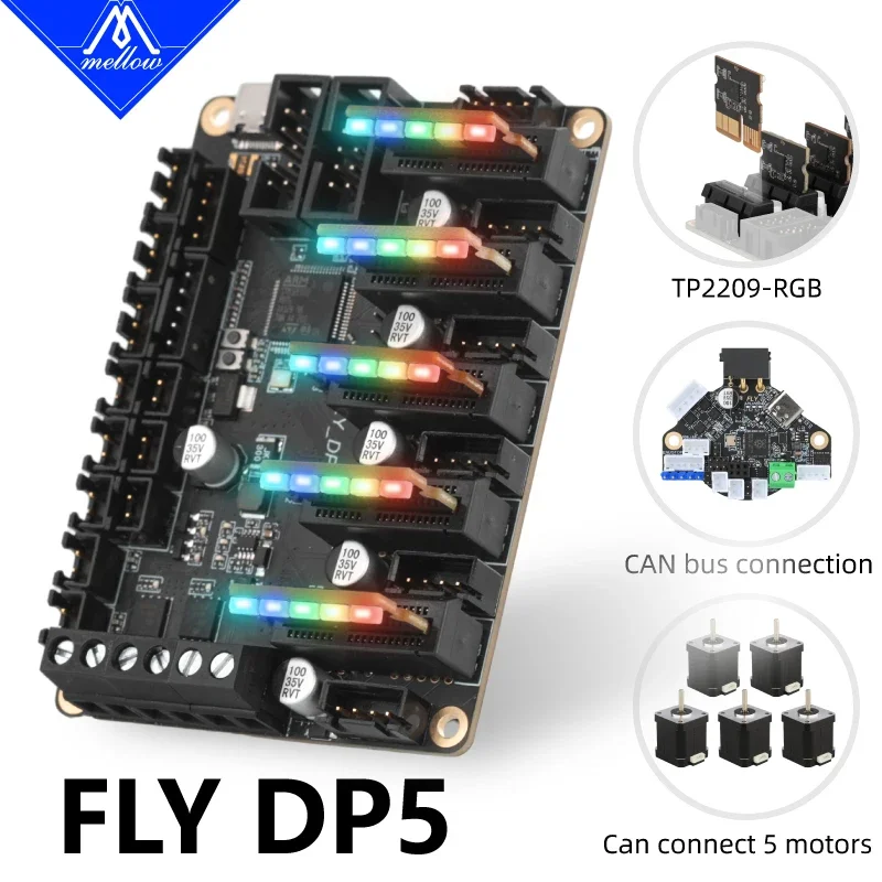 Mellow Fly DP5 DIY 3D Printer Parts Control Board 32-bit ARM Chip, PCIe,RGB Driver Klipper Support  motor driver  impressora 3d