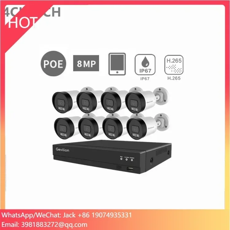 

Factory Sell 8MP 4CH 8CH Poe Surveillance Cameras Motion Detection Security Cctv Camera System